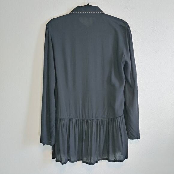 Studio X Women's Black Sheer Floral Embroidered Blouse Sz M - Picture 9 of 11